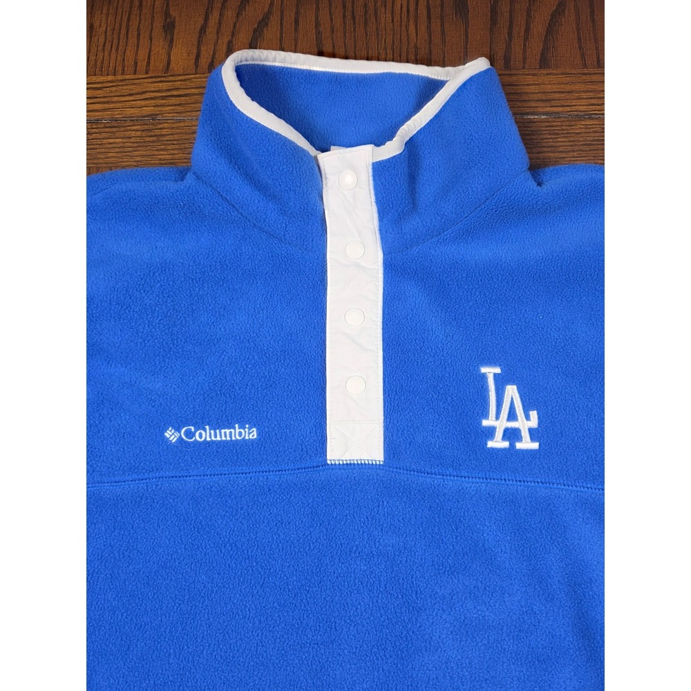 Columbia Los Angeles Dodgers Steens Mountain Pullover Fleece Jacket Mens Medium - Picture 2 of 8